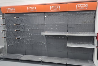 Gereedschapstelling / Magazijnstelling Bahco, showstelling, grijs oran